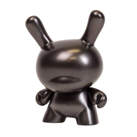 10th Anniversary Dunny - Black figure, produced by Kidrobot. Front view.