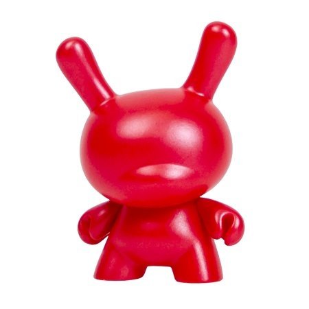 10th Anniversary Dunny - Red figure, produced by Kidrobot. Front view.