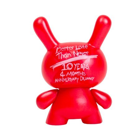 10th Anniversary Dunny - Red figure, produced by Kidrobot. Back view.