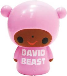 David Mushroom - Pink Bear figure by Noriya Takeyama, produced by Wonderwall. Front view.