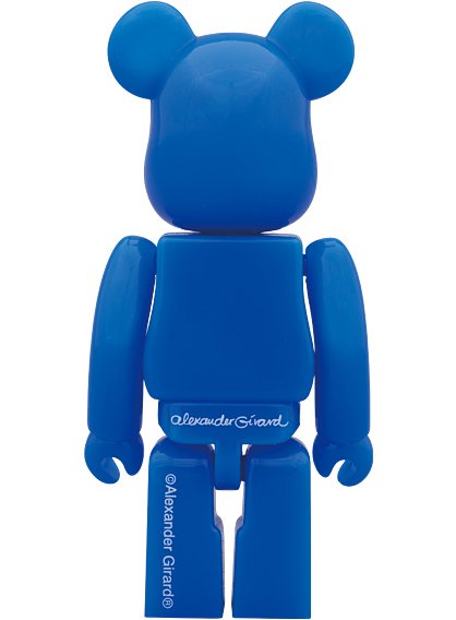 International Love Heart Azur Be@rbrick 100% - Medicom Toy 15th Anniversary Exhibition figure by Alexander Girard, produced by Medicom Toy. Back view.