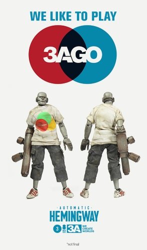 3AGO - Automatic Hemingway figure by Ashley Wood, produced by Threea. Front view.