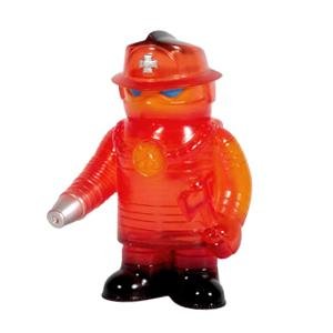 Fire Robo - Clear Red figure by Jeremy Whitaker, produced by Super7. Front view.