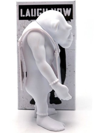 6 DIY White Laugh Now figure by Apologies To Banksy, produced by Apologies To Banksy. Side view.