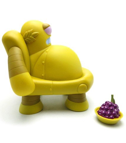 Hedonism Bot figure by Matt Groening, produced by Kidrobot. Side view.