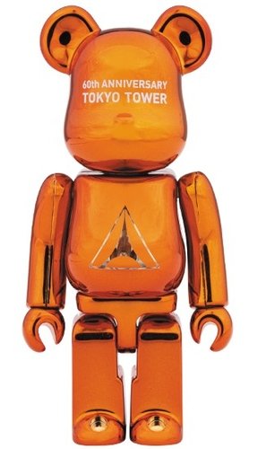 60th ANNIVERSARY TOKYO TOWER BE@RBRICK 100% figure, produced by Medicom Toy. Front view.