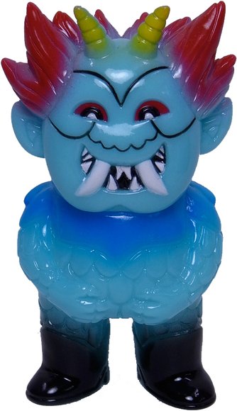 Pocket Ojo Rojo figure by Martin Ontiveros, produced by Gargamel. Front view.