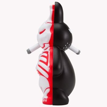 Skeleton Labbit - Somethings Under The Bed Ed. figure by Frank Kozik, produced by Kidrobot. Side view.