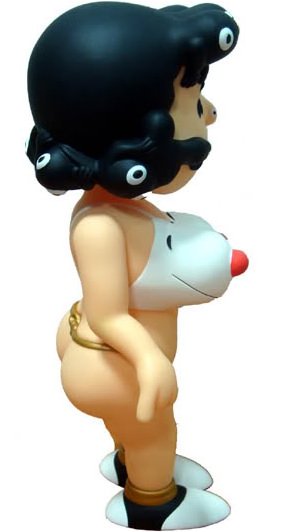 Lucy Exposed - ZacPac Edition figure by Ron English, produced by Made By Monsters. Side view.