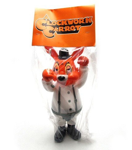 A Clockwork Carrot figure by Frank Kozik, produced by Blackbook Toy. Packaging.