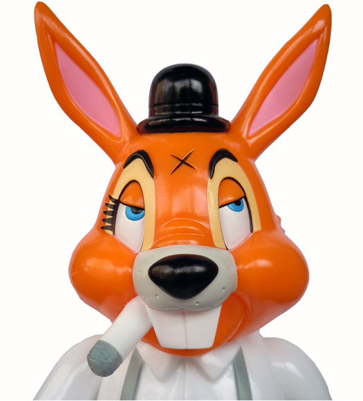 A Clockwork Carrot figure by Frank Kozik, produced by Blackbook Toy. Detail view.