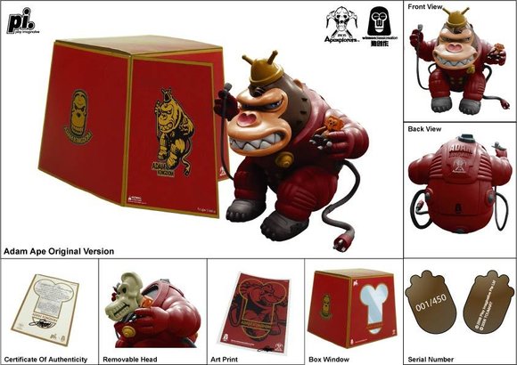 Adam Ape figure by Winson Ma, produced by Play Imaginative. Packaging.
