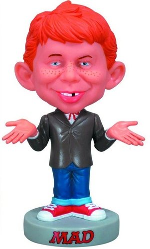 Alfred E. Neuman figure, produced by Funko. Front view.
