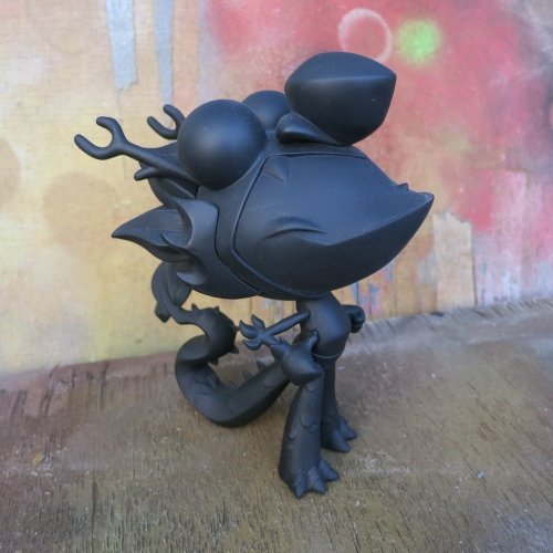 ALl Black Dragon Boy - FlabSlab Exclusive figure by Martin Hsu, produced by Vtss Toys. Side view.