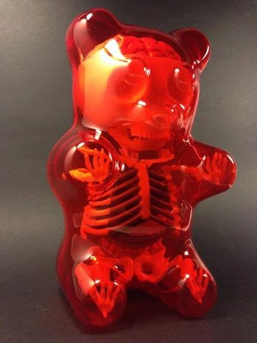 Anatomical Gummi Bear 3D Puzzle - RED figure by Jason Freeny, produced by Famemaster. Front view.
