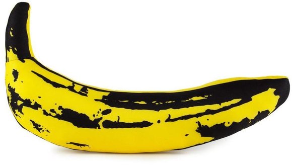 Yellow Banana (Pop Art Plush Pillow) figure by Andy Warhol, produced by Kidrobot. Side view.