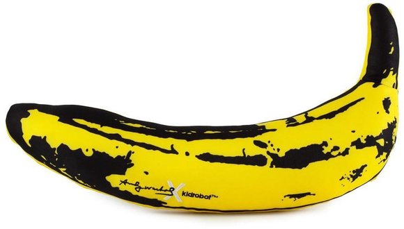 Yellow Banana (Pop Art Plush Pillow) figure by Andy Warhol, produced by Kidrobot. Side view.