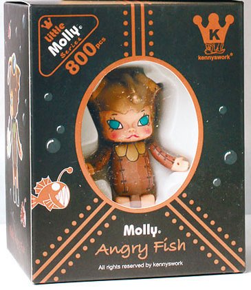 Angry Fish Molly figure by Kenny Wong, produced by Kennyswork. Packaging.