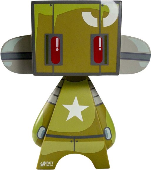 Armybot figure by Jeremy Madl (Mad), produced by Solid. Front view.