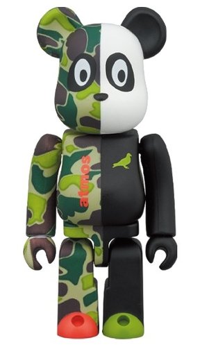 atmos × STAPLE #3 BE@RBRICK 100% figure, produced by Medicom Toy. Front view.