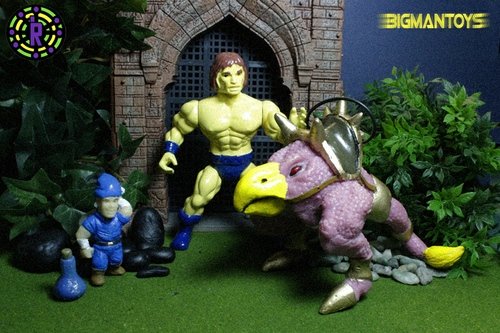 Axe of Gold full playset! Inspired by Golden Axe. figure by Rampageo Industries, produced by Bigmantoys. Front view.