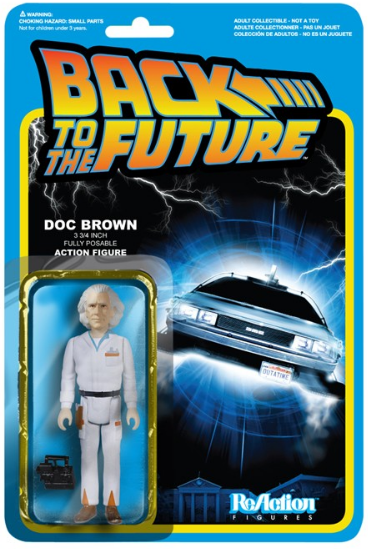 Back To The Future ReAction - Doc Brown figure by Super7, produced by Funko. Packaging.
