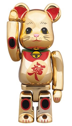 Beckoning cat - Fukuiri BE@RBRICK 100% figure, produced by Medicom Toy. Front view.