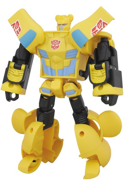 BE@RBRICK × TRANSFORMERS BUMBLEBEE figure, produced by Takara Tomy. Front view.