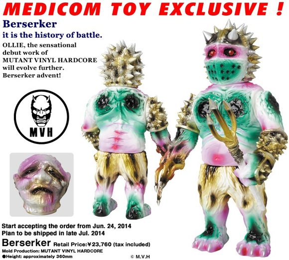 Berserker - Medicom Toy Exclusive figure by Lash, produced by Mutant Vinyl Hardcore. Detail view.