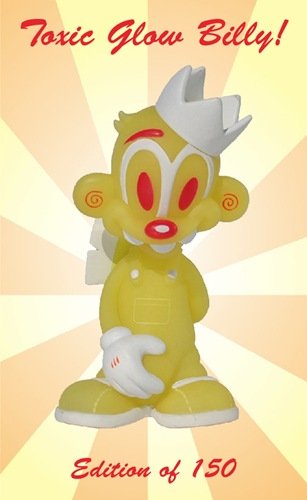 Billy Bananas - Toxic Glow figure by Tristan Eaton, produced by Thunderdog Studios. Front view.