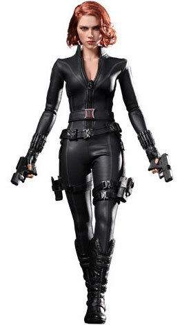 Black Widow figure, produced by Hot Toys. Front view.