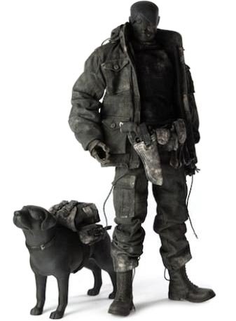 Bleak Mission + Custard the Satanic Labrador Shadow figure by Ashley Wood, produced by Threea. Front view.