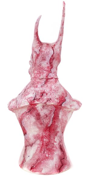 Blood Marble Batmahn figure by Deth Becomes You. Back view.