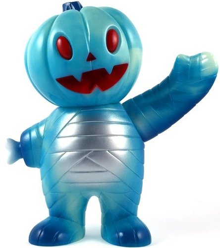 Blue Magic Pumpkin Boy figure by Brian Flynn, produced by Super7. Front view.