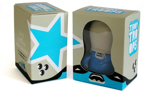 Blue Trooper figure by Flying Fortress, produced by Adfunture. Packaging.