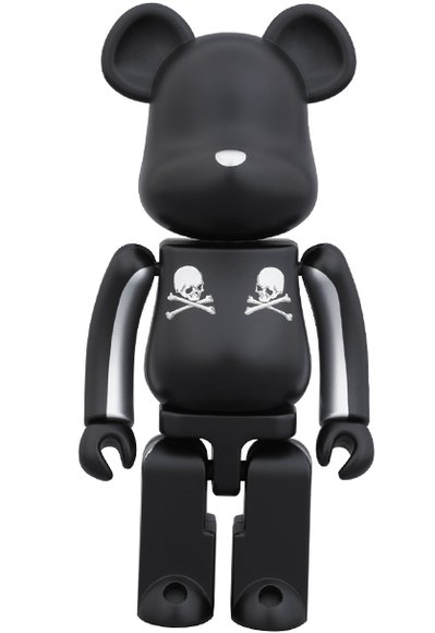 Silver Stripe Be@rbrick 200% figure by Mastermind Japan, produced by Medicom Toy X Bandai. Front view.