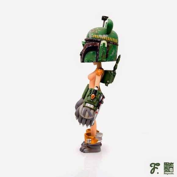 Boba K figure by Fools Paradise, produced by Fools Paradise. Side view.
