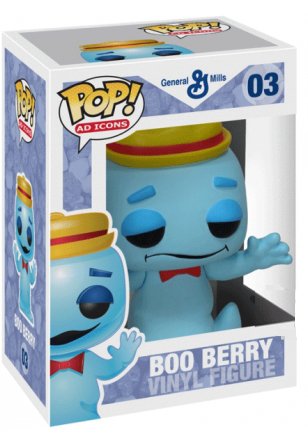 Boo Berry figure, produced by Funko. Packaging.