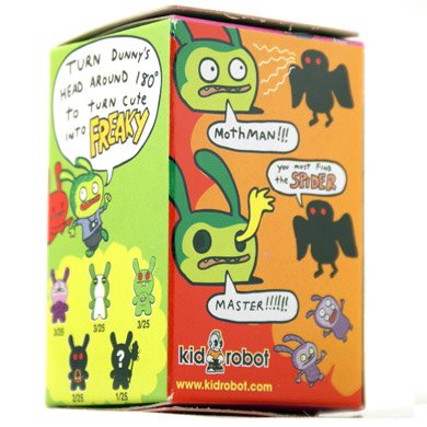 Mothman figure by David Horvath, produced by Kidrobot. Packaging.