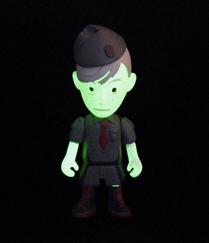 BoyScout Ghost - GID figure by Patricio Oliver (Po!), produced by Kidrobot. Front view.
