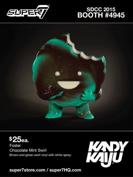Chocolate Mint Swirl Foster figure by Brian Flynn, produced by Super7. Front view.