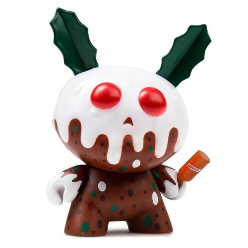 Christmas Pudding figure by Kronk, produced by Kidrobot. Front view.