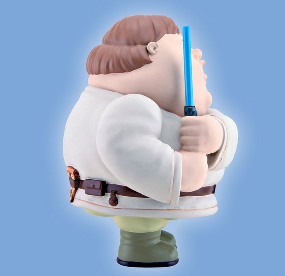 Chunkies The Jedi figure by Alex Solis, produced by Vtss Toys. Side view.