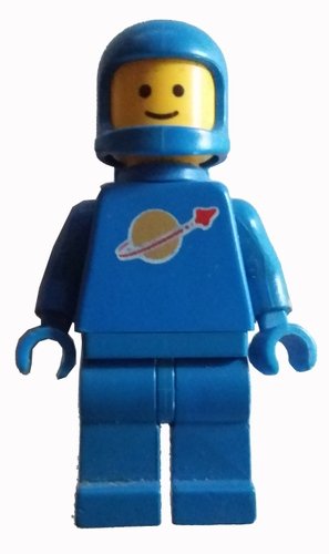 Classic Space Blue With Airtanks figure by Lego, produced by Lego. Front view.