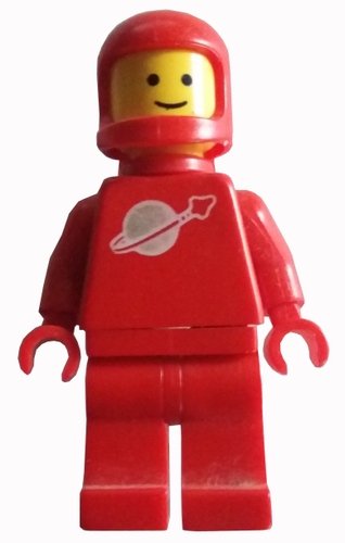Classic Space Red With Airtanks figure by Lego, produced by Lego. Front view.
