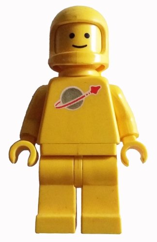 Classic Space Yellow With Airtanks figure by Lego, produced by Lego. Front view.