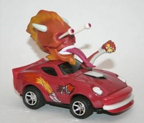 Cocobat Posi-Traction Race To Hell Tin Car (Regular Version) figure by Pushead X Takeshit, produced by Nakata Publicity Co. Ltd. - Zaap Section. Front view.