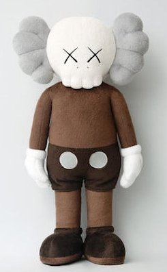Companion Plush figure by Kaws, produced by Allrightsreserved. Front view.