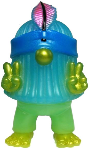 Cosmic Hobo - Clear Neon Blue, Neon Green figure by Naoya Ikeda. Front view.