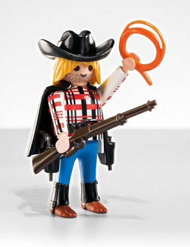 Cowboy figure by Playmobil, produced by Playmobil. Front view.